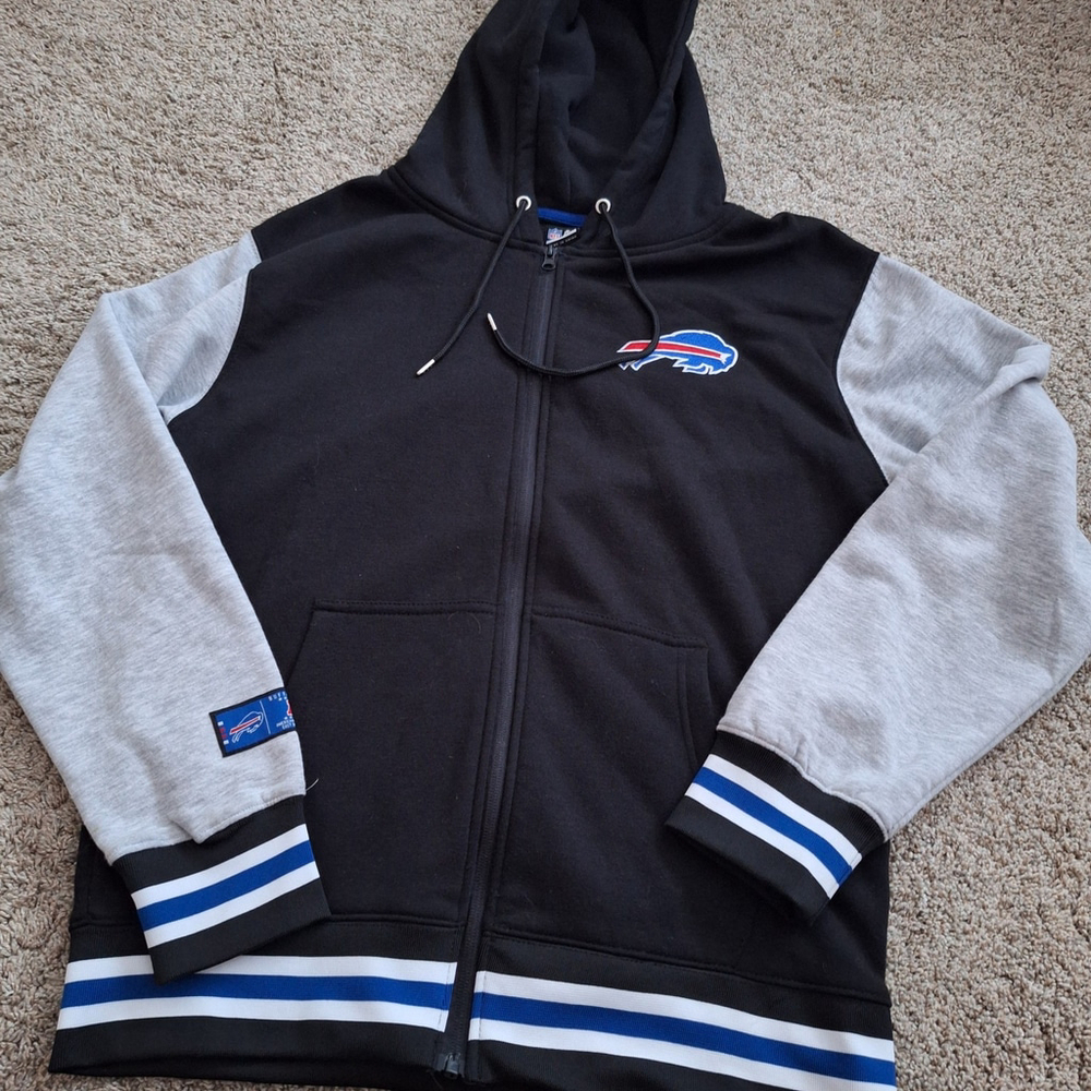 NWOT NFL ULTRA GAME Buffalo Bills Full Zip Sweatshirt Jacket Mens MEDIUM Varsity